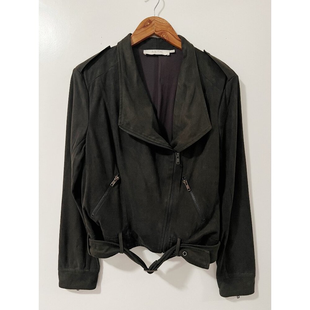ASTR The Label Faux Suede Brown Moto Zip Jacket Size Medium